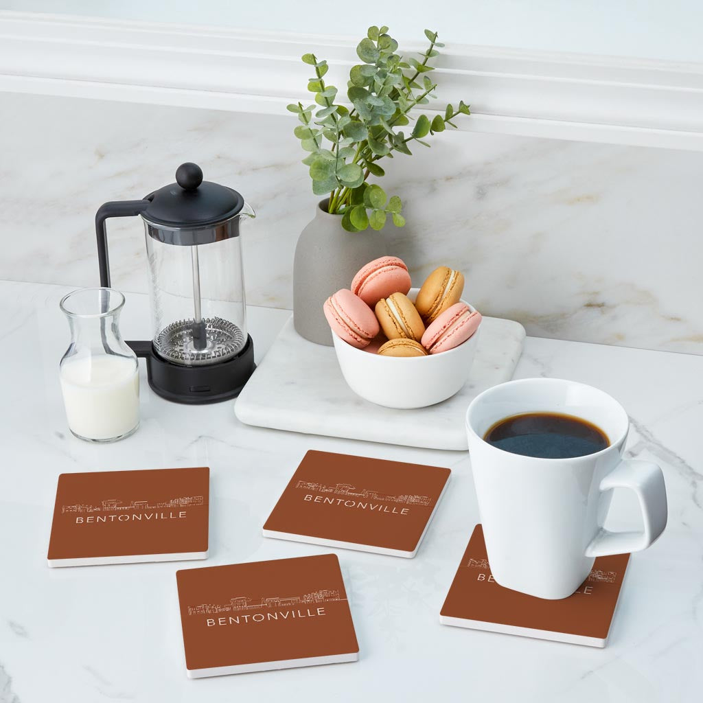 Modern Minimalist Arkansas Bentonville Skyline | Absorbent Coasters | Set of 4 | Min 2