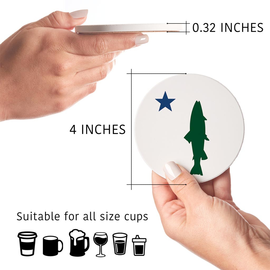 New England Star And Trout | Absorbent Coasters | Set of 4 | Min 2