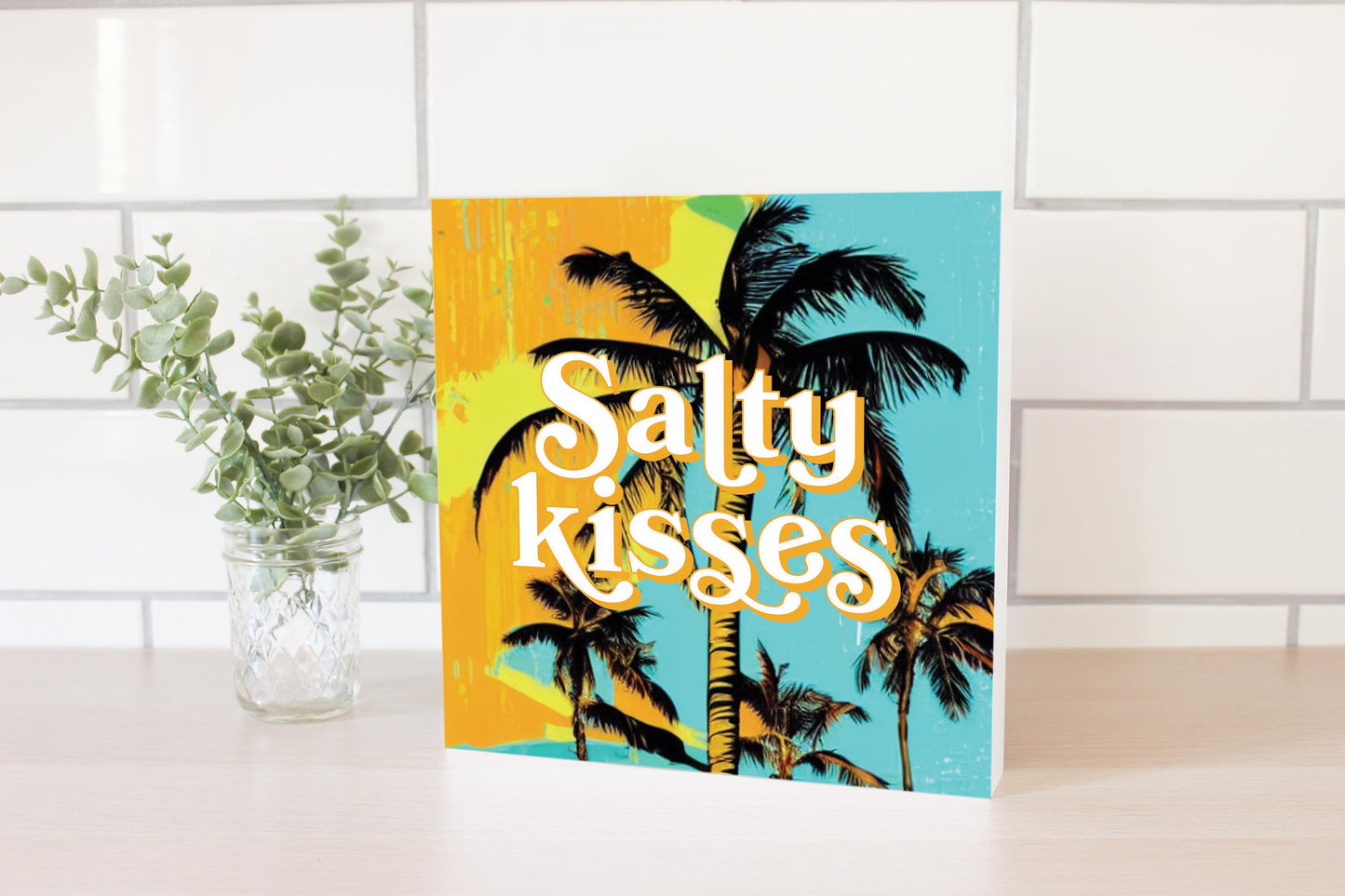 Salty Kisses Palm Trees | Wood Block | Eaches | Min 2