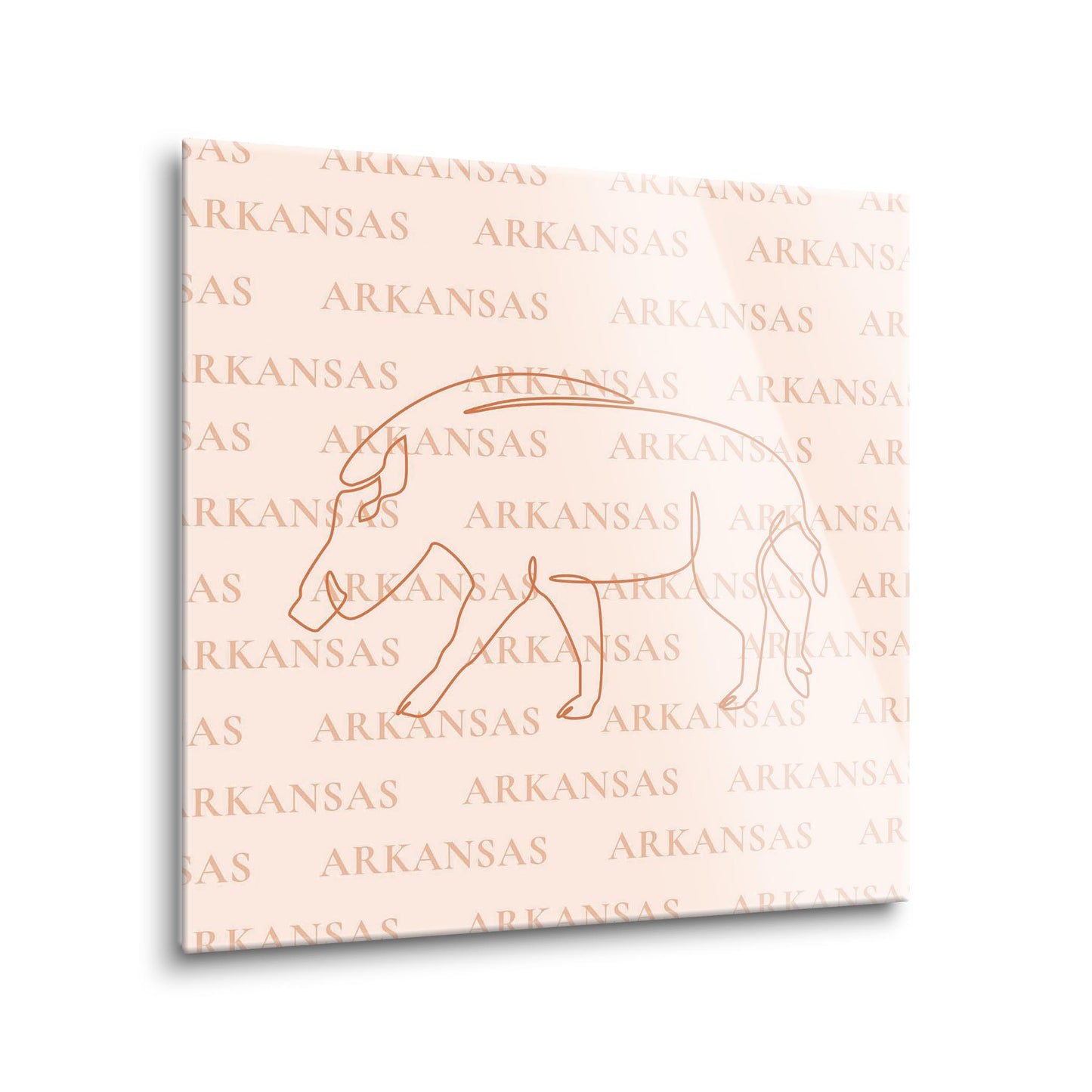 Modern Minimalist Arkansas Hog Line Drawing | Hi-Def Glass Art | Eaches | Min 1