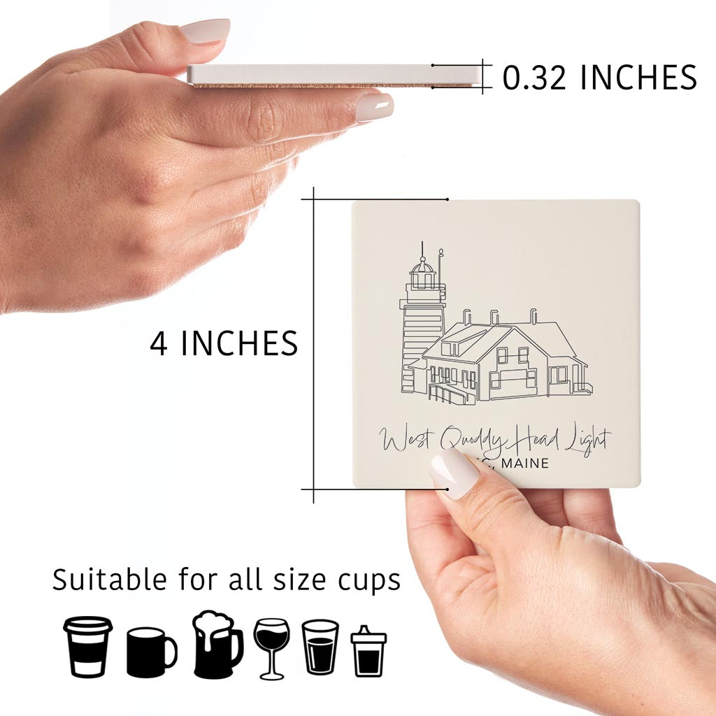 West Quoddy Head Light | Absorbent Coasters | Set of 4 | Min 2