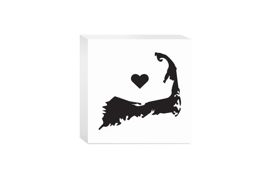 Minimalistic B&W Cape Cod With Heart| Wood Block | Eaches | Min 4