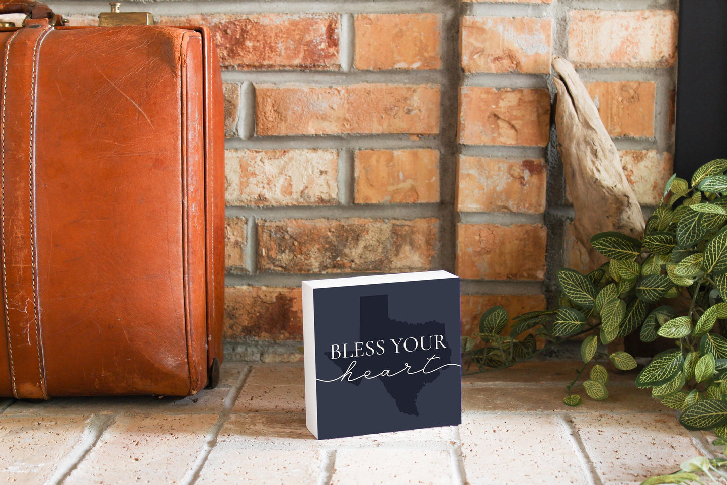 Modern Minimalist Texas Bless Your Heart | Wood Block | Eaches | Min 4