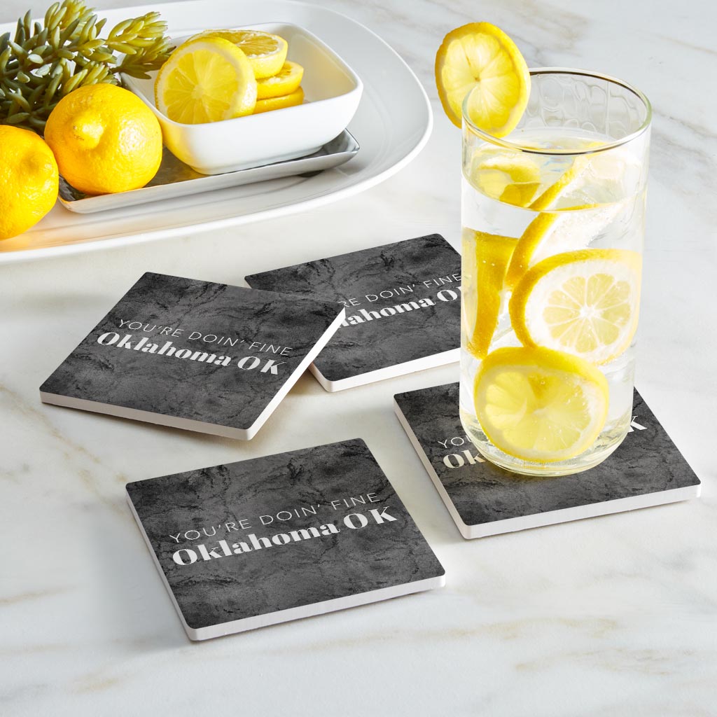 Modern Oklahoma Ok Saying | Absorbent Coasters | Set of 4 | Min 2