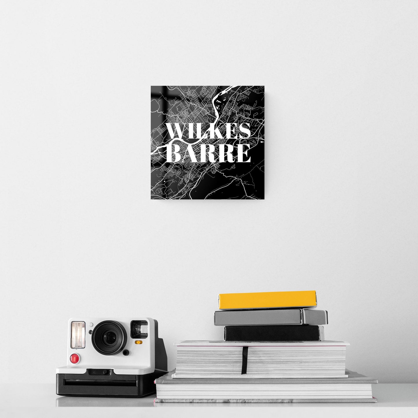 Minimalistic B&W Pennsylvania Wilkes Barre Map | Hi-Def Glass Art | Eaches | Min 2