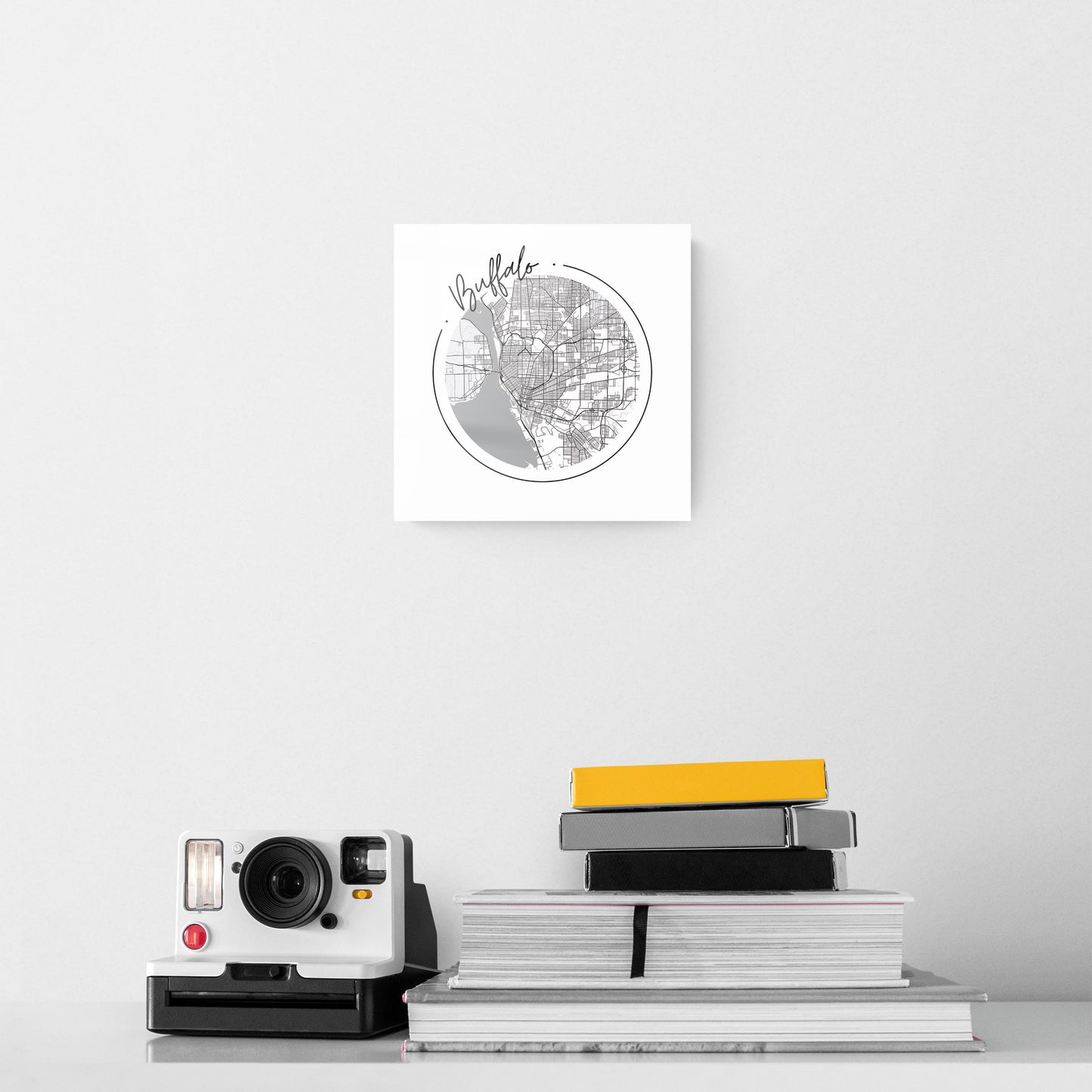 Minimalistic B&W New York Buffalo Circle Map | Hi-Def Glass Art | Eaches | Min 2