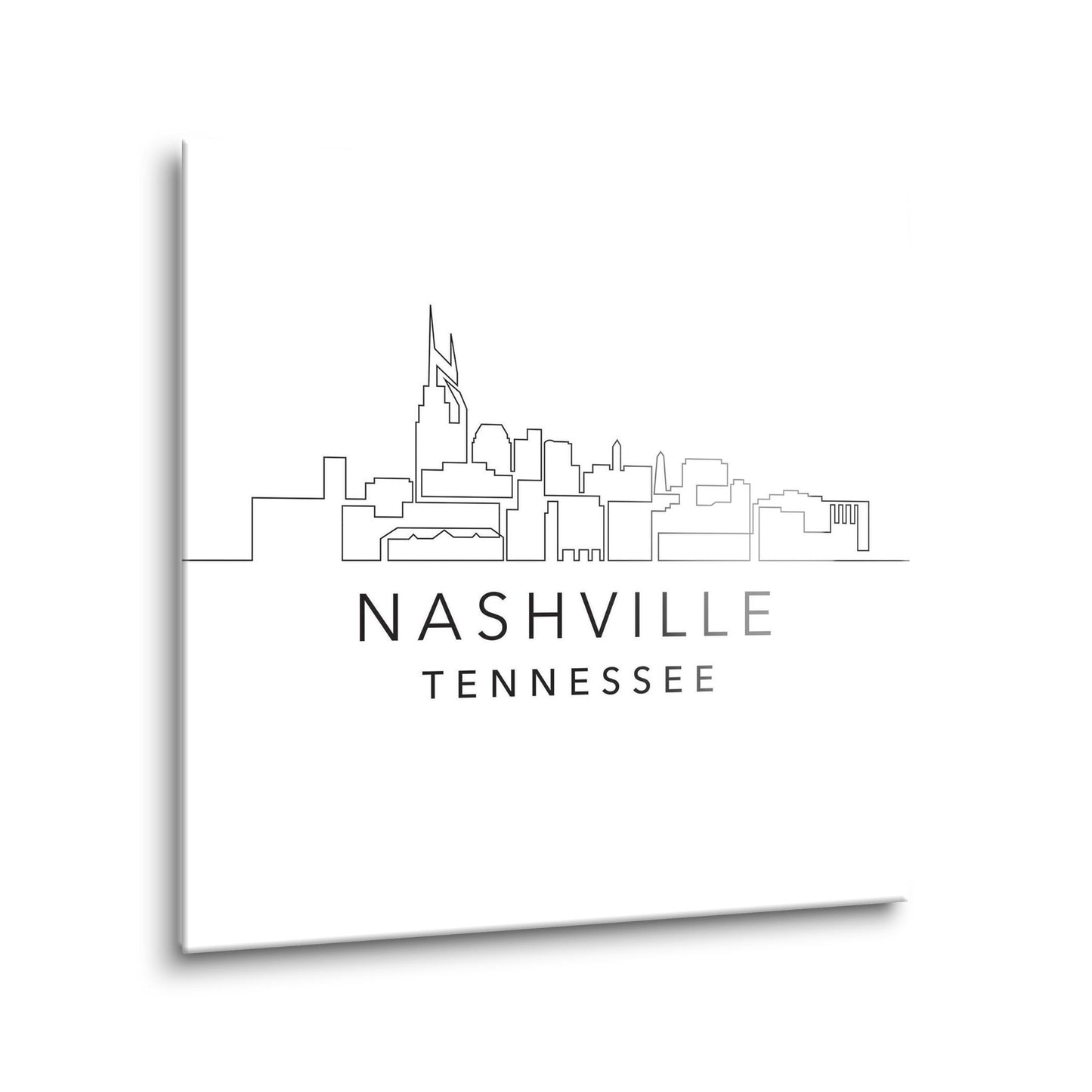 Minimalist B&W Tennessee Nashville Skyline | Hi-Def Glass Art | Eaches | Min 1