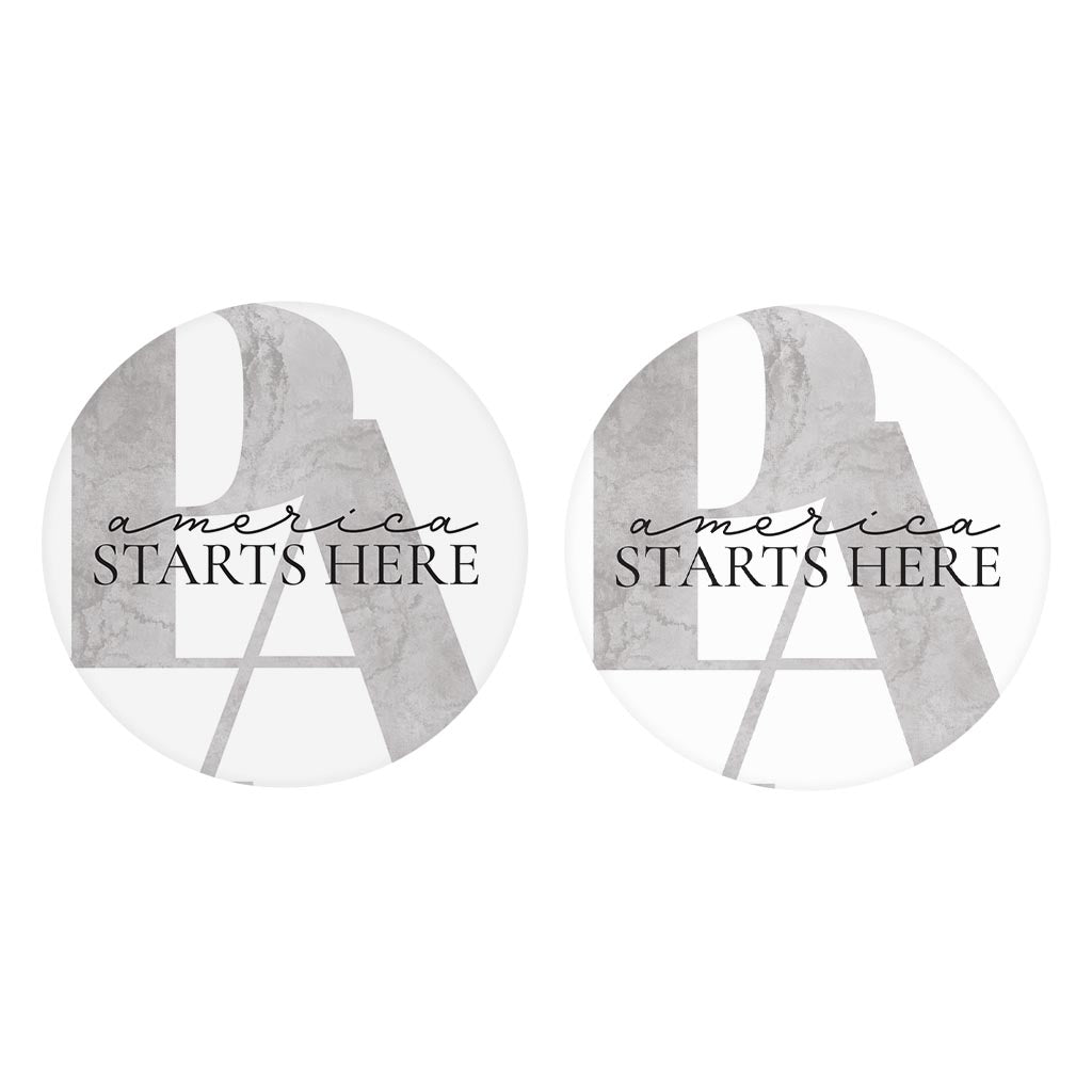 Minimalistic B&W Pennsylvania America Quip | Absorbent Car Coasters | Set of 2 | Min 4