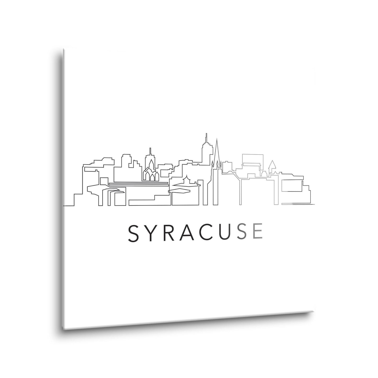 Minimalistic B&W New York Syracuse Skyline | Hi-Def Glass Art | Eaches | Min 1