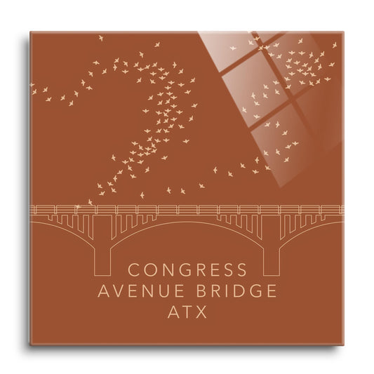 Modern Minimalist Texas Austin Congress Bridge | Hi-Def Glass Art | Eaches | Min 1