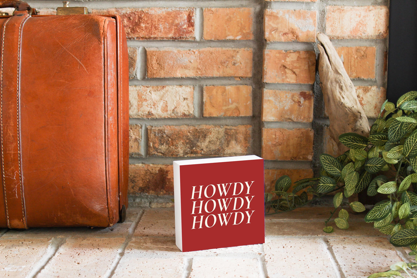Modern Minimalist Texas Colors Howdy | Wood Block | Eaches | Min 4