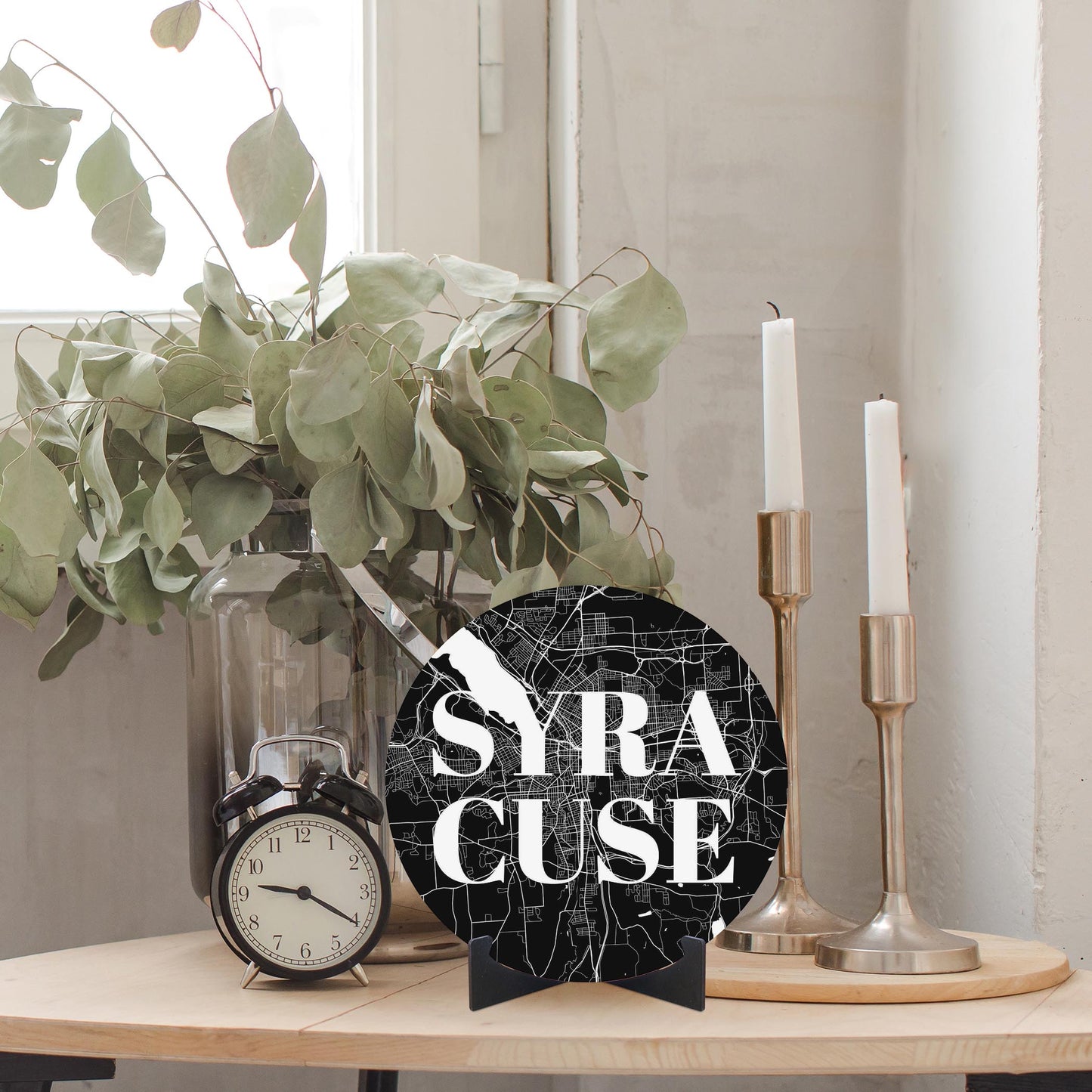 Minimalistic B&W New York Syracuse Map | Wood Sign | Eaches | Min 1