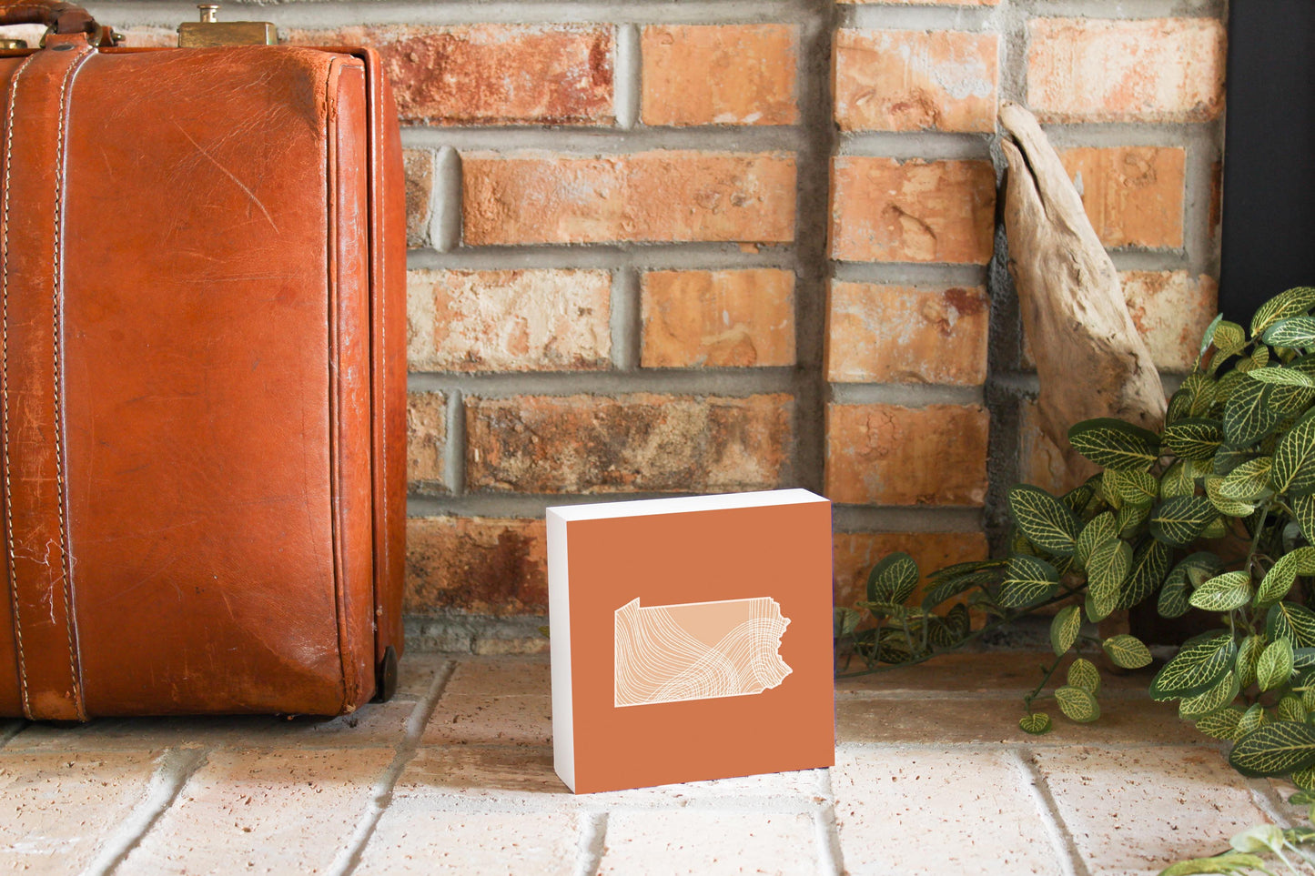 Modern Minimalist Pennsylvania State Lines Light | Wood Block | Eaches | Min 4