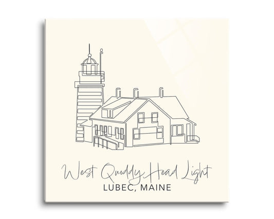 Cream West Quoddy Head Light | Hi-Def Glass Art | Eaches | Min 2