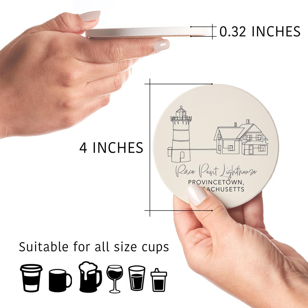 Race Point Lighthouse | Absorbent Coasters | Set of 4 | Min 2