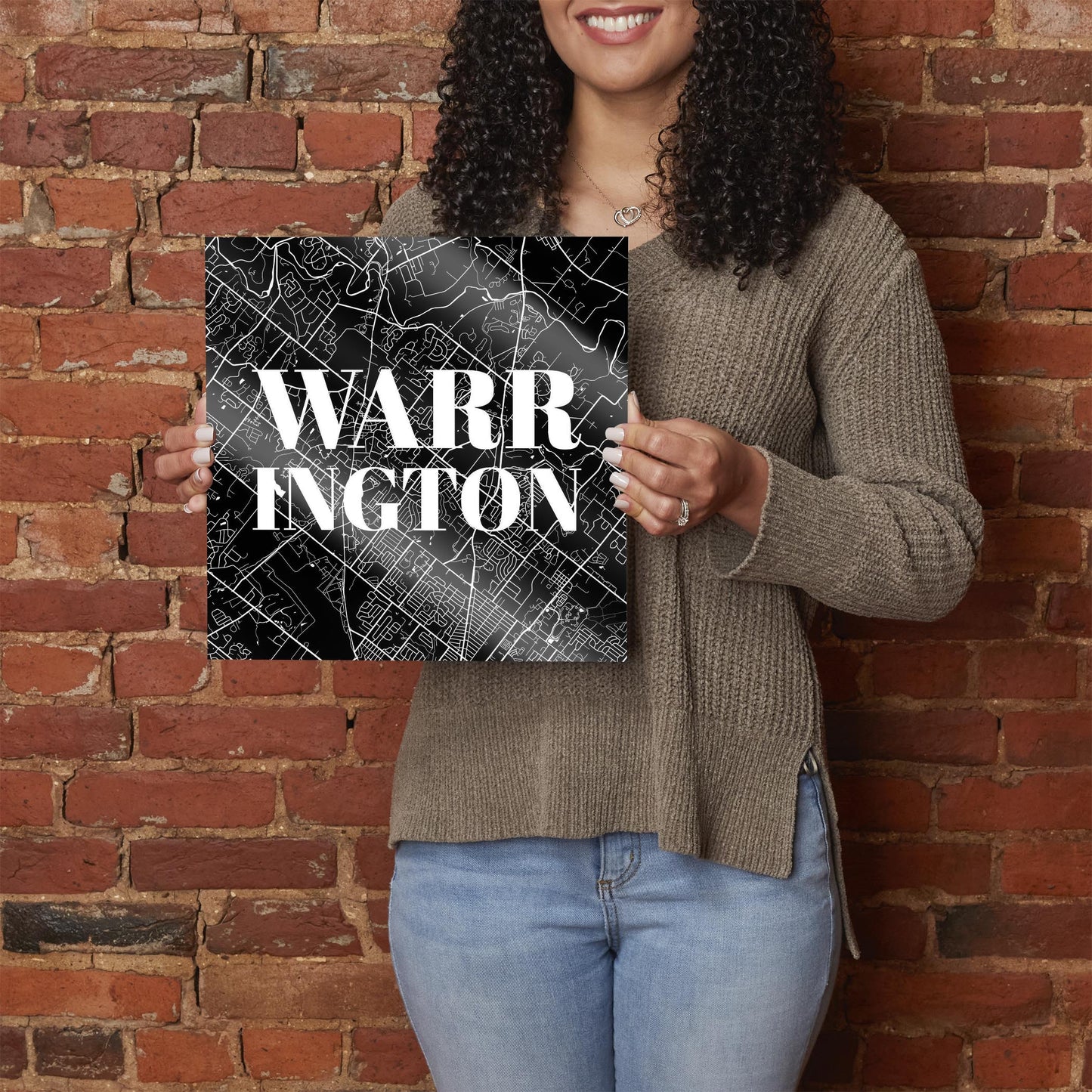 Minimalistic B&W Pennsylvania Warrington Map | Hi-Def Glass Art | Eaches | Min 1