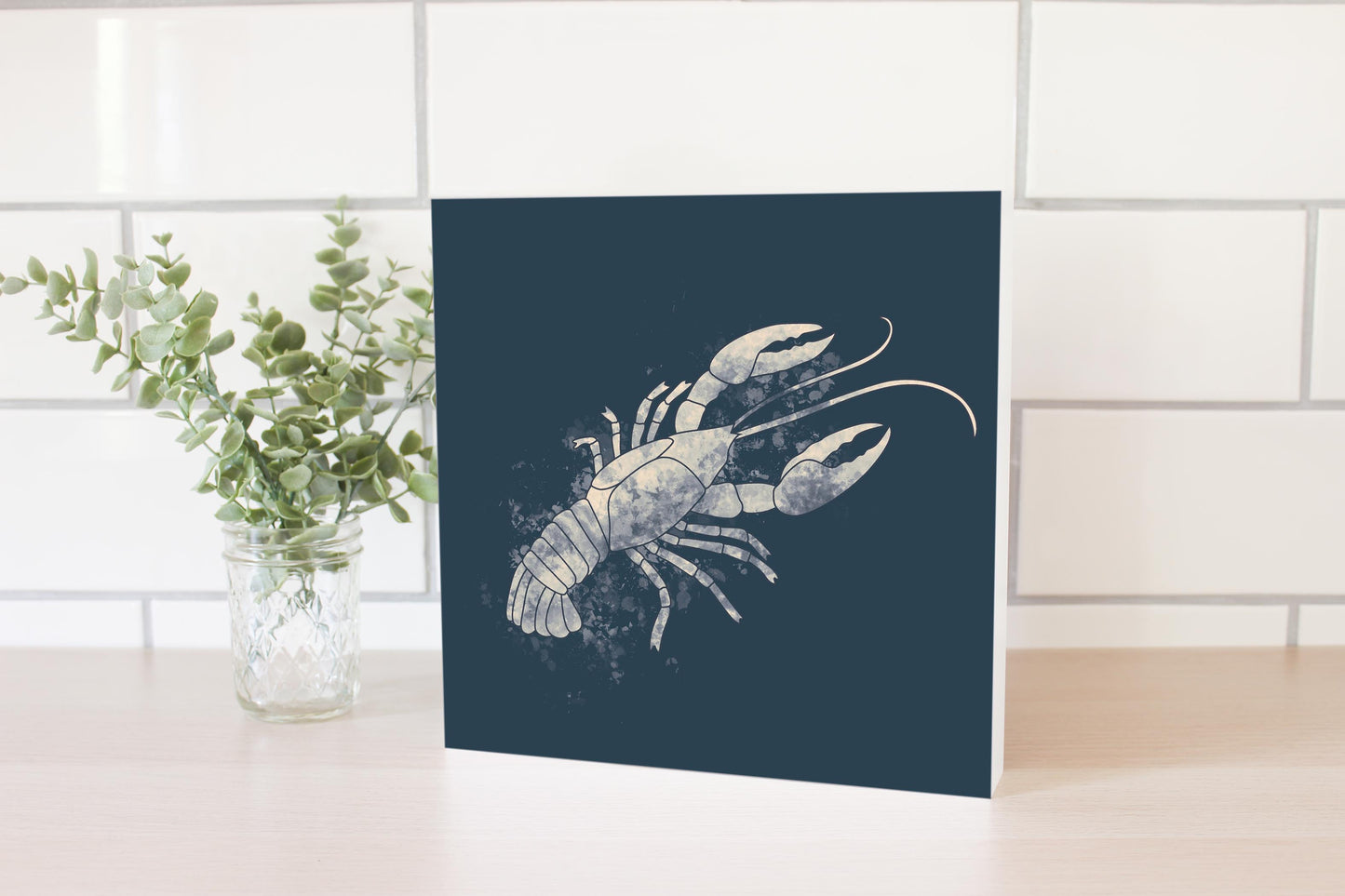 Louisiana Colorful Water Color Crawfish | Wood Block | Eaches | Min 2
