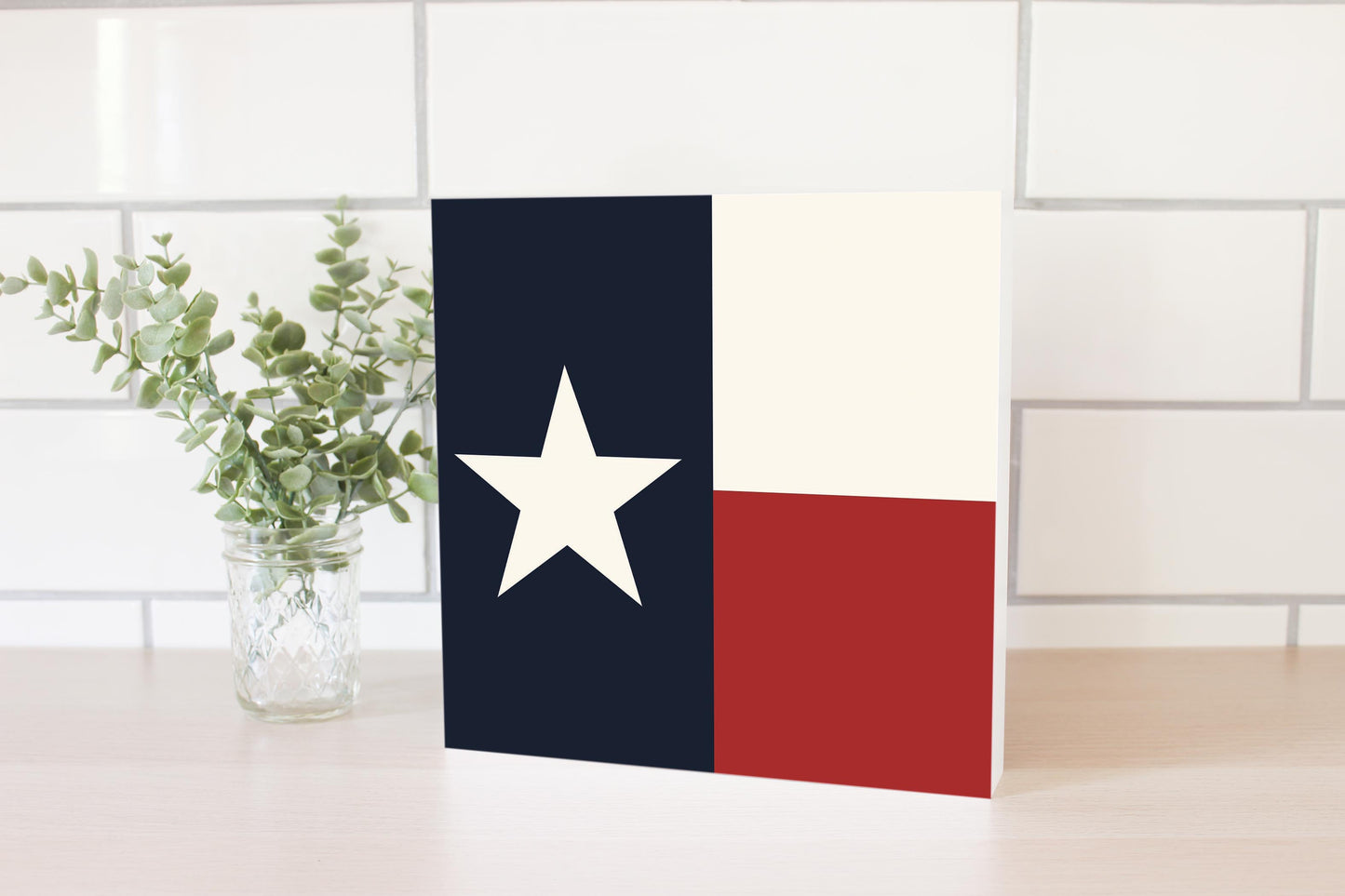 Modern Minimalist Texas Colors Flag | Wood Block | Eaches | Min 2