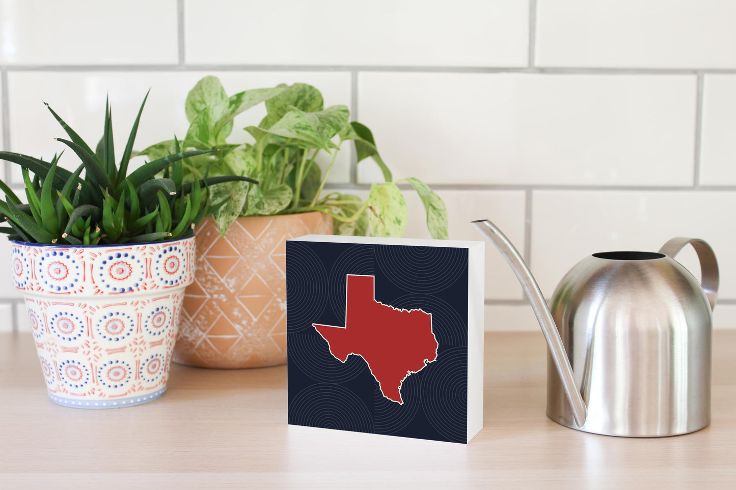 Modern Minimalist Texas Colors Shape | Wood Block | Eaches | Min 4