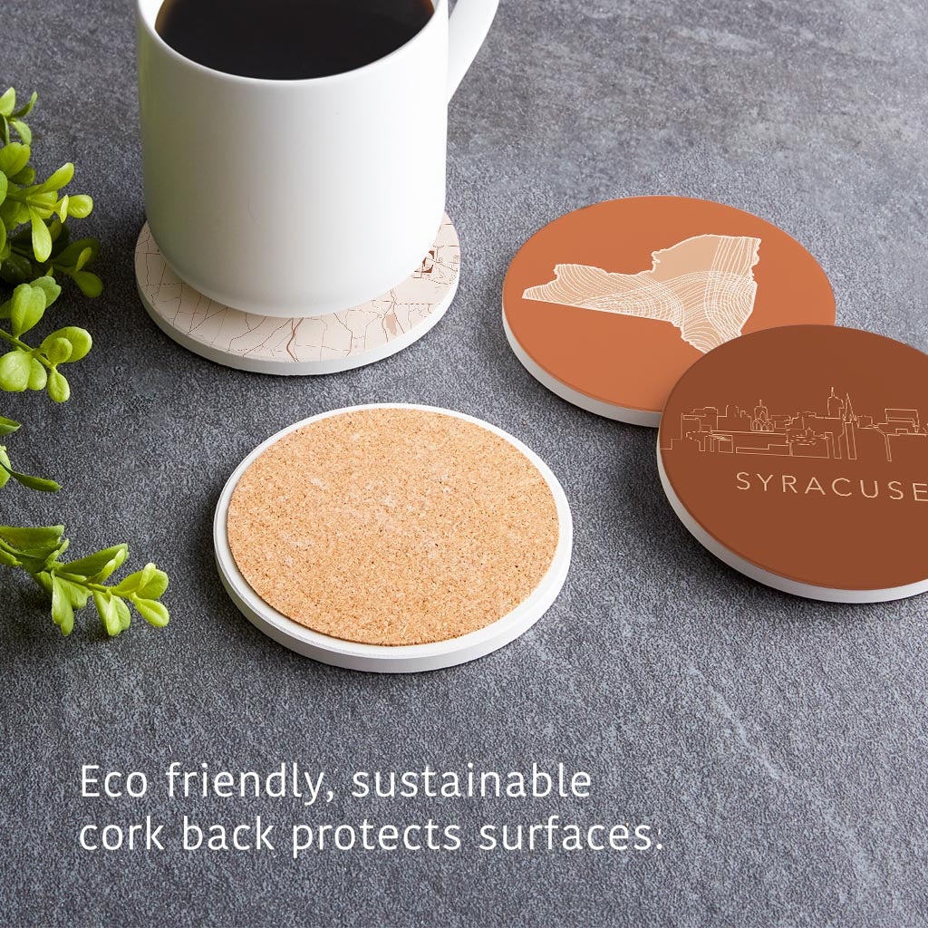 Modern Minimalist New York Syracuse State| Absorbent Coasters | Set of 4 | Min 2