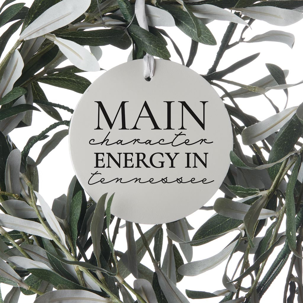 Minimalist B&W Tennessee Main Character Energy | Wood Ornament | Eaches | Min 6