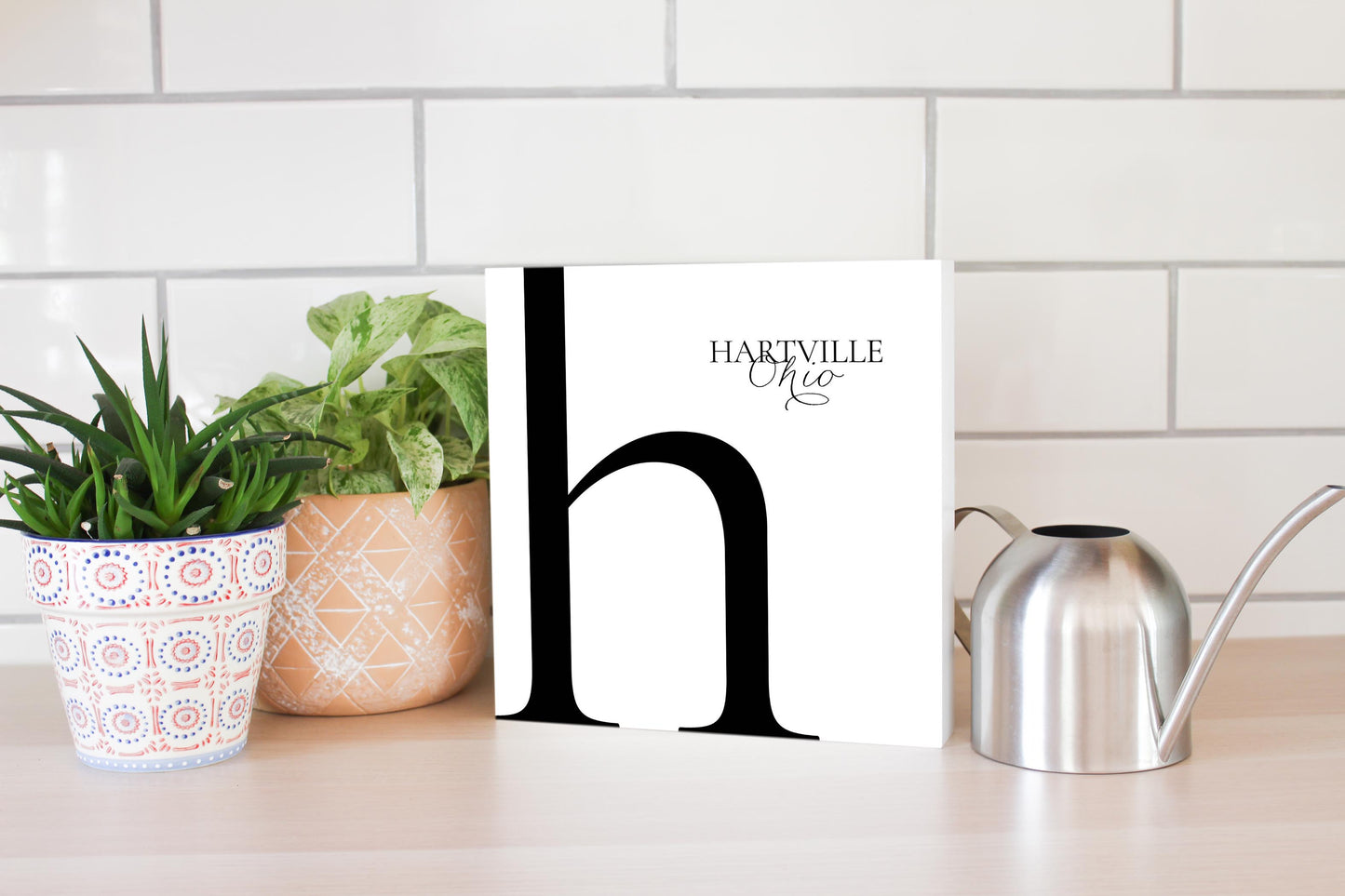 Hartville Oh Minimal Monogram | Wood Block | Eaches | Min 2