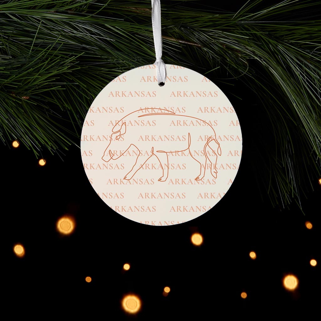 Modern Minimalist Arkansas Hog Line Drawing| Wood Ornament | Eaches | Min 6