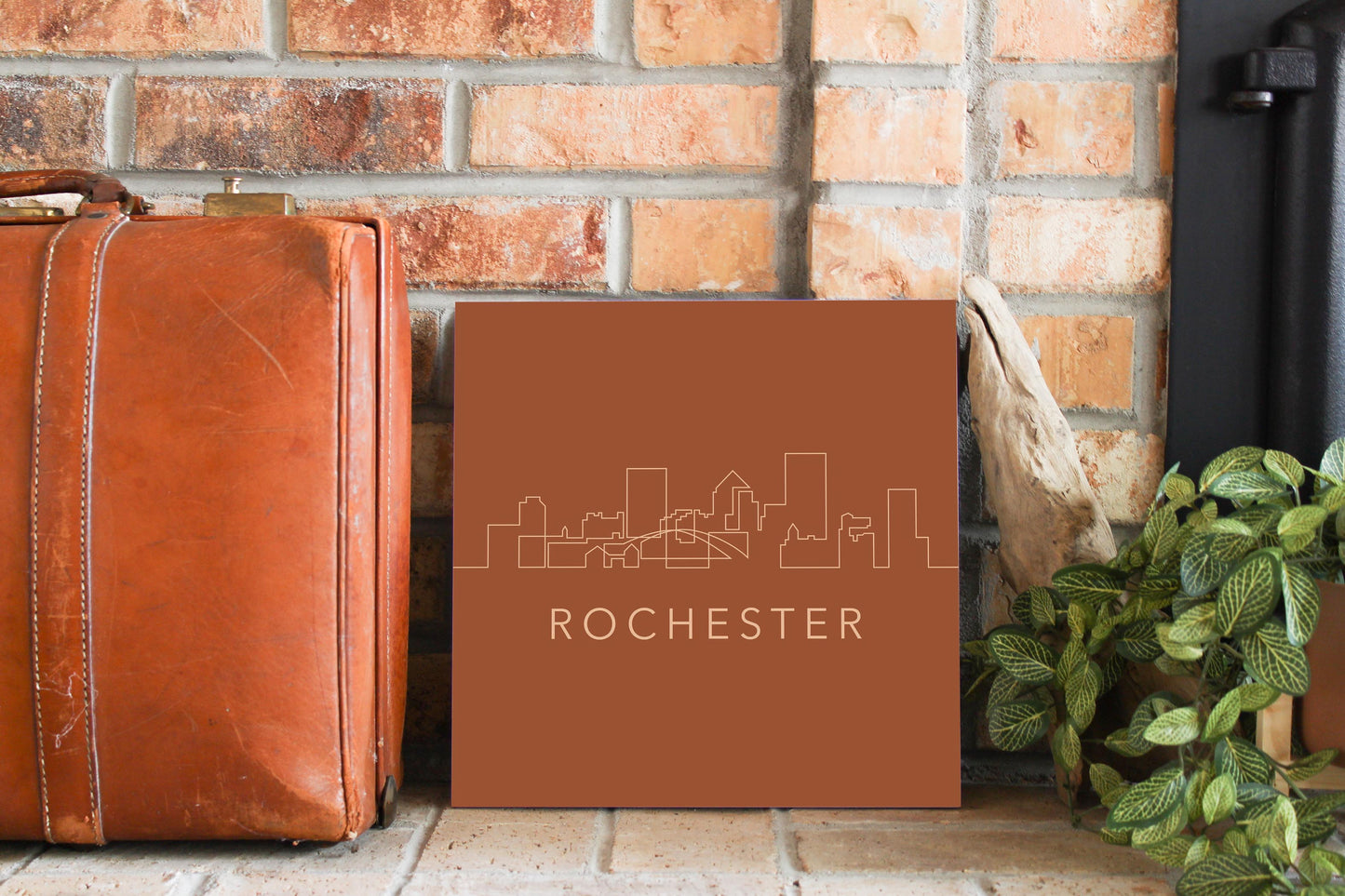 Modern Minimalist New York Rochester Skyline | Wood Sign | Eaches | Min 2