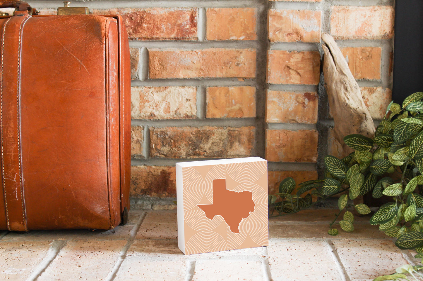Modern Minimalist Texas State Shape With Pattern | Wood Block | Eaches | Min 4