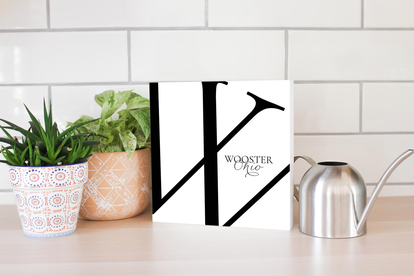 Wooster Oh Minimal Monogram | Wood Block | Eaches | Min 2