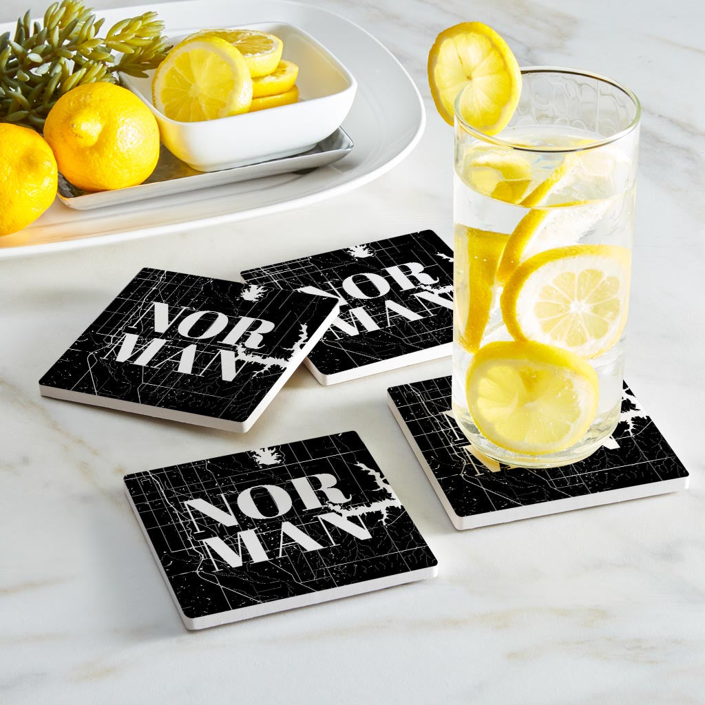 Modern Oklahoma Norman Map| Absorbent Coasters | Set of 4 | Min 2