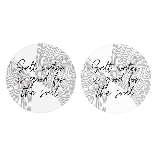 Minimalistic B&W Cape Cod Salt Water | Absorbent Car Coasters | Set of 2 | Min 4