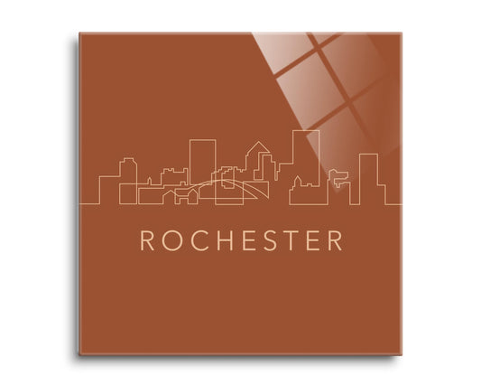 Modern Minimalist New York Rochester Skyline | Hi-Def Glass Art | Eaches | Min 2