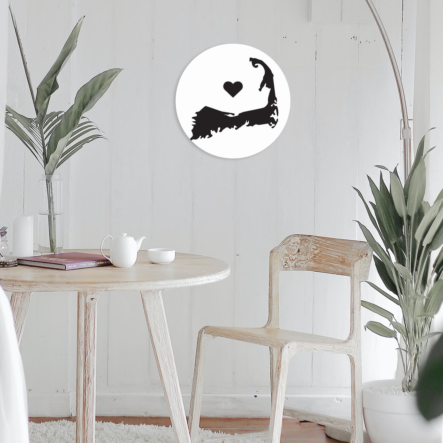 Minimalistic B&W Cape Cod With Heart | Wood Sign | Eaches | Min 1