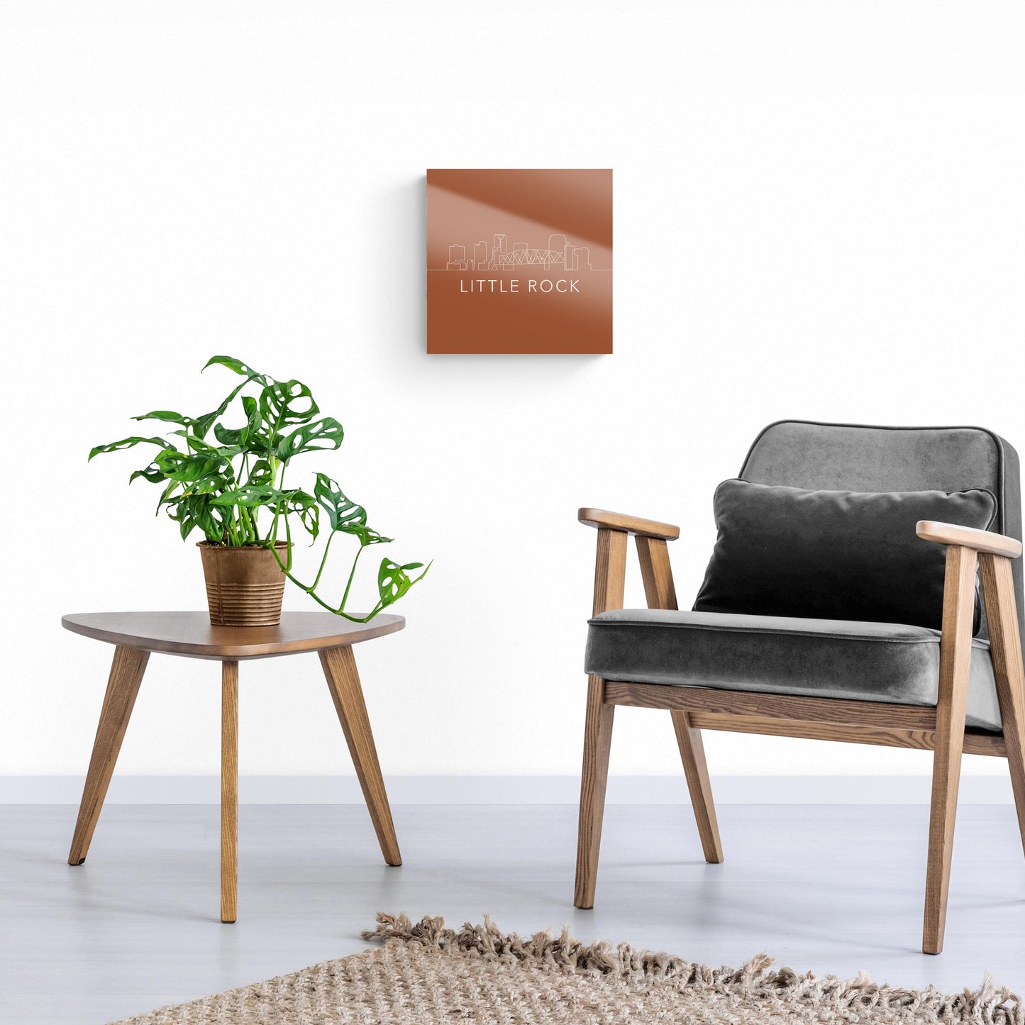 Modern Minimalist Arkansas Little Rock Skyline | Hi-Def Glass Art | Eaches | Min 1