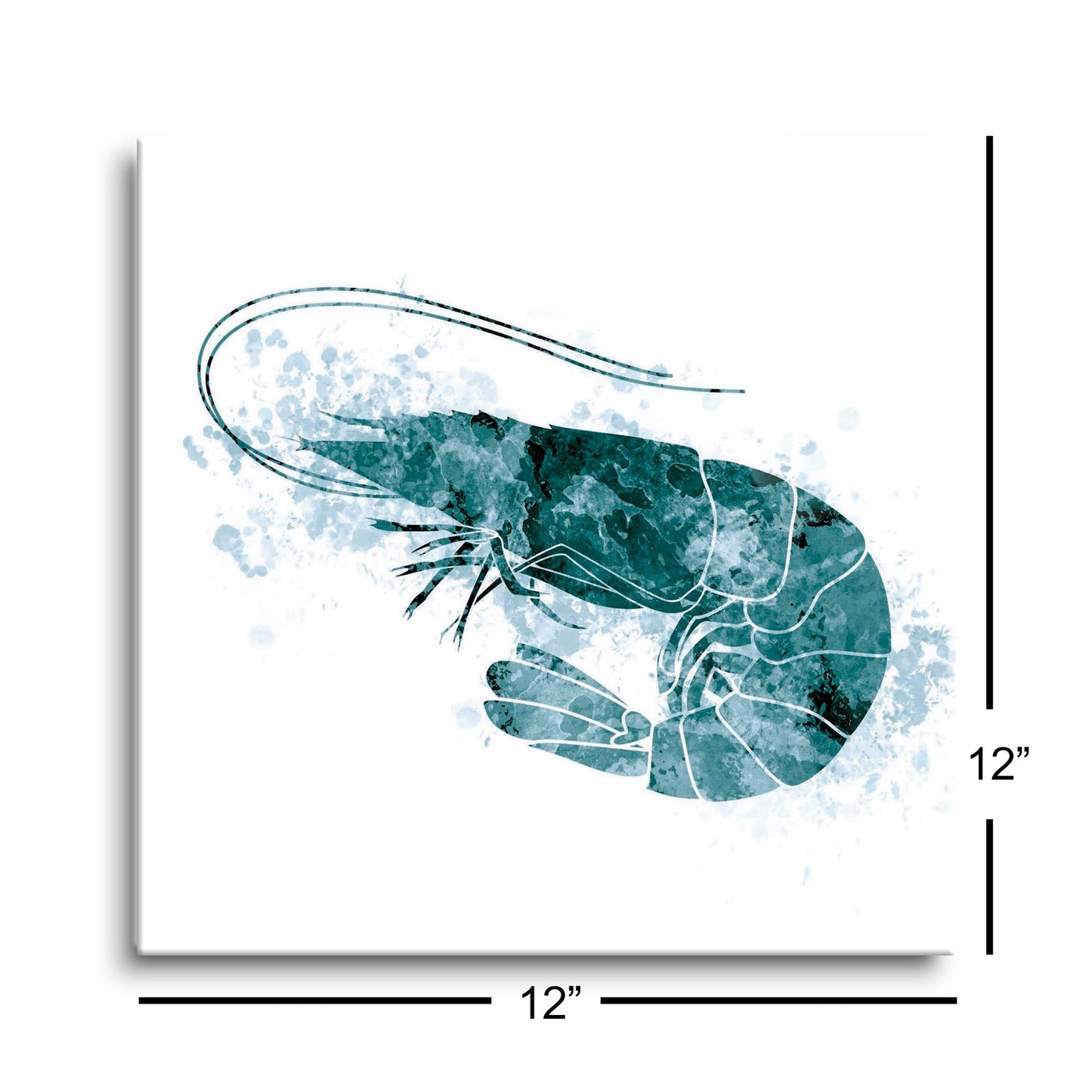 Blue White Water Color Shrimp | Hi-Def Glass Art | Eaches | Min 1