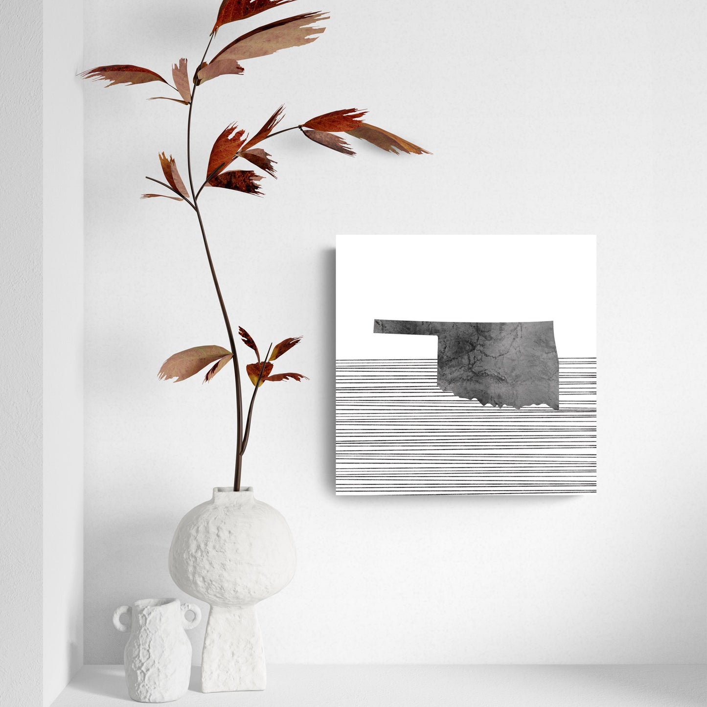 Modern Oklahoma State Shape With Straight Lines | Hi-Def Glass Art | Eaches | Min 2