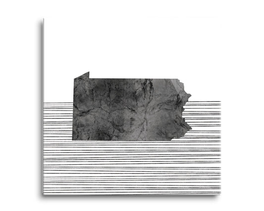 Minimalistic B&W Pennsylvania Shape Straight Lines | Hi-Def Glass Art | Eaches | Min 2