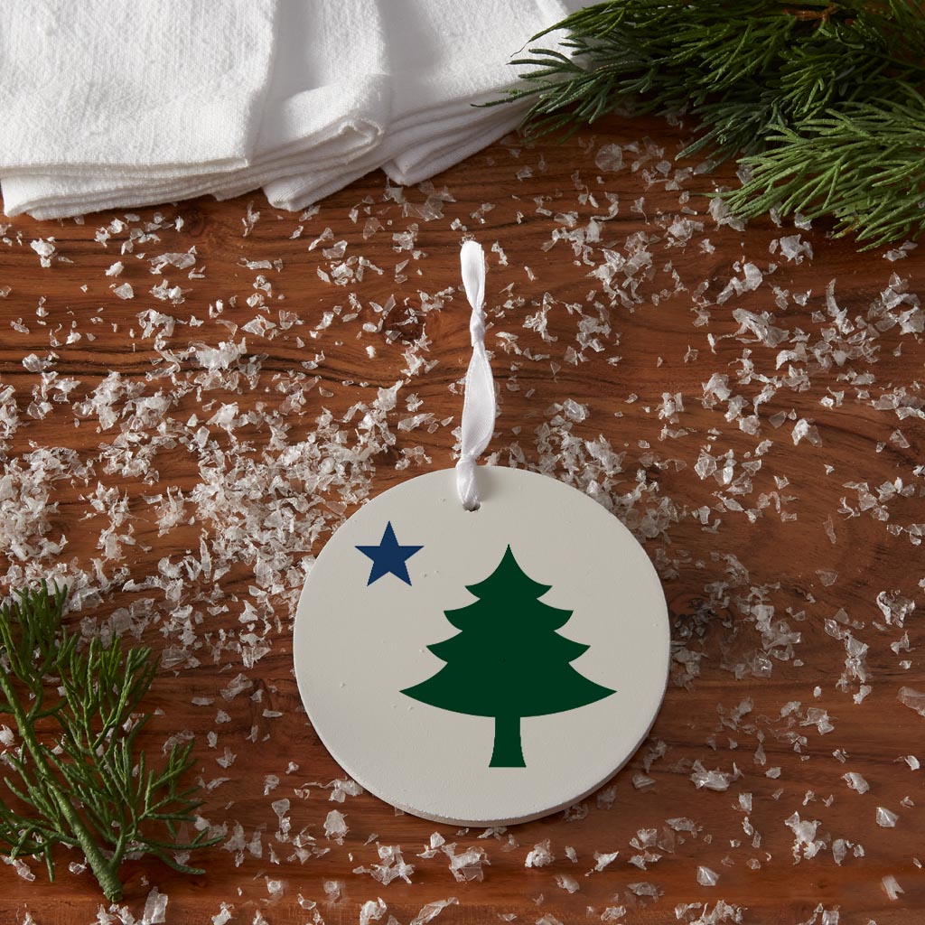 New England Star And Tree | Wood Ornament | Eaches | Min 6