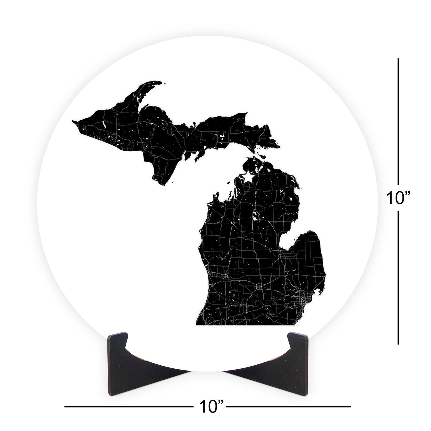 Minimalistic B&W Michigan Map Petoskey Star | Wood Sign | Eaches | Min 1