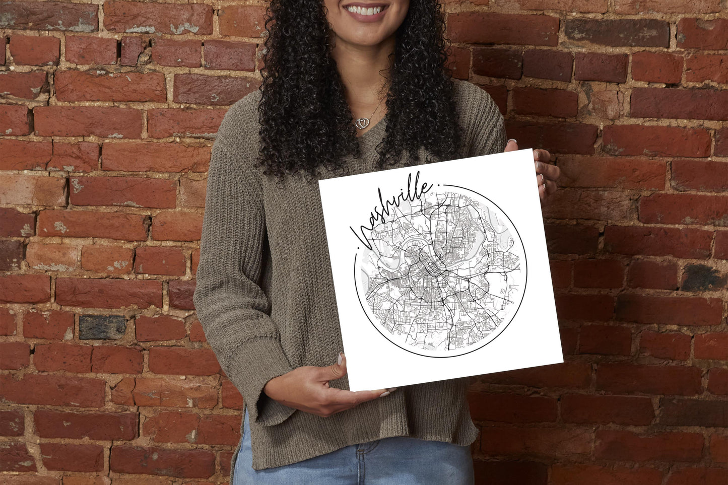 Minimalist B&W Tennessee Nashville Circle Map | Wood Sign | Eaches | Min 2