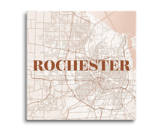 Modern Minimalist New York Rochester Map | Hi-Def Glass Art | Eaches | Min 2