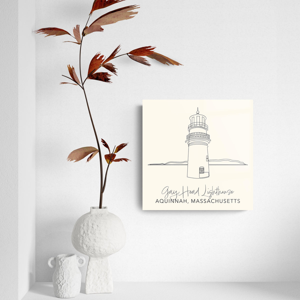 Cream Gay Head Lighthouse | Hi-Def Glass Art | Eaches | Min 2