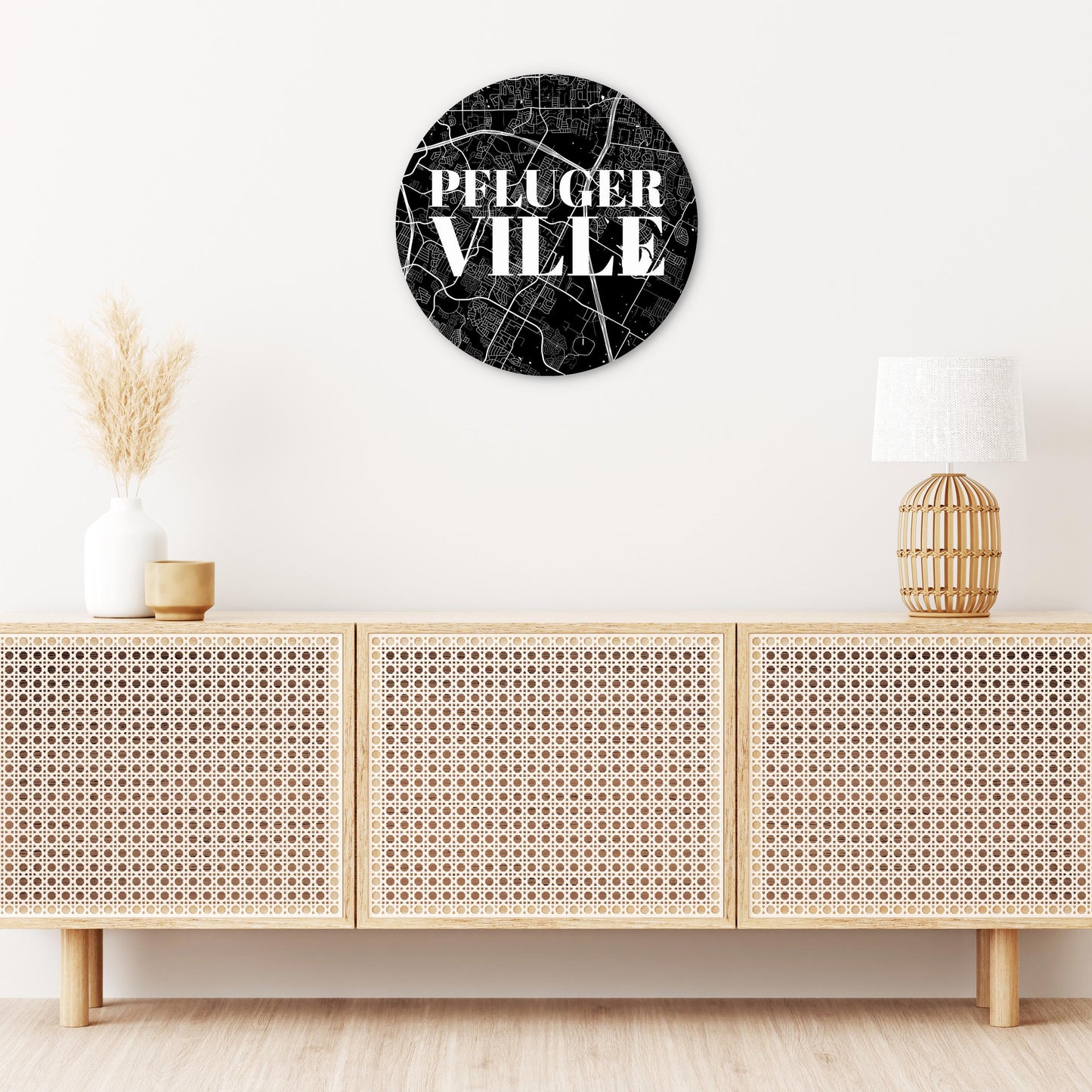 Minimalistic B&W Texas Pflugerville Map | Wood Sign | Eaches | Min 1