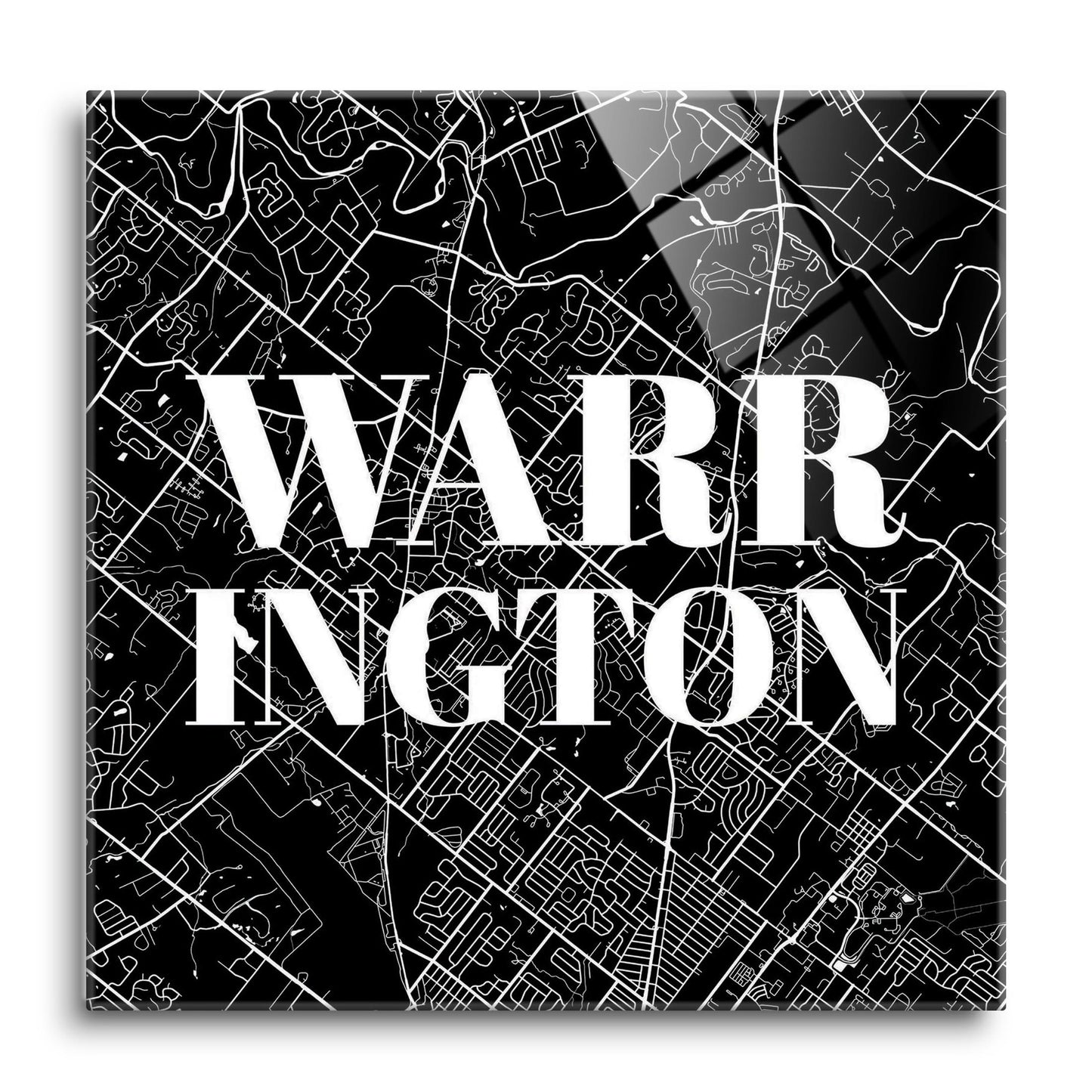 Minimalistic B&W Pennsylvania Warrington Map | Hi-Def Glass Art | Eaches | Min 1