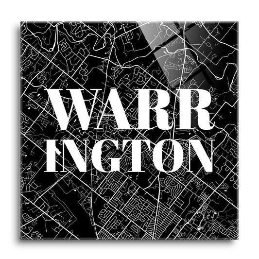 Minimalistic B&W Pennsylvania Warrington Map | Hi-Def Glass Art | Eaches | Min 1