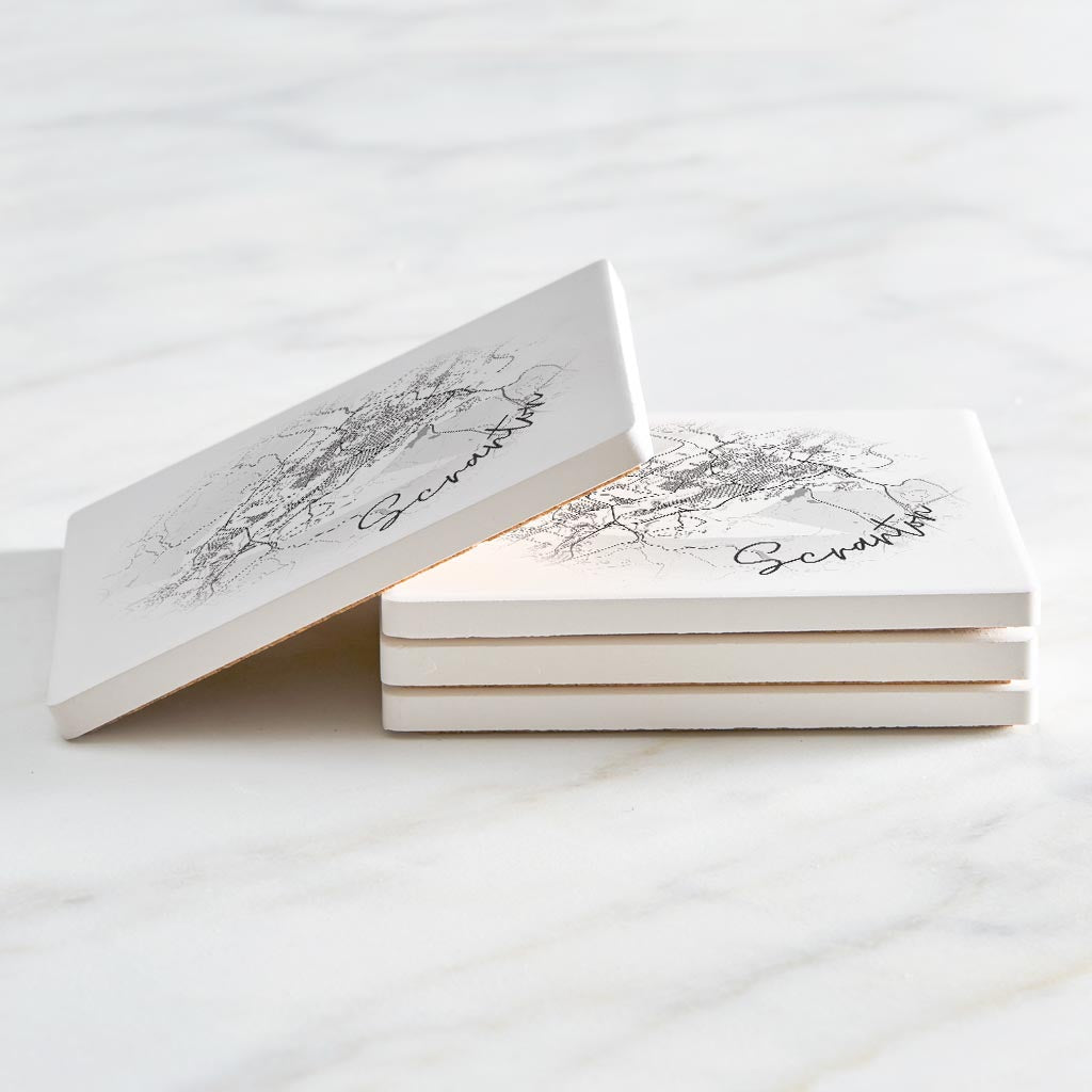 Minimalistic B&W Pennsylvania Scranton Circle Map | Absorbent Coasters | Set of 4 | Min 2