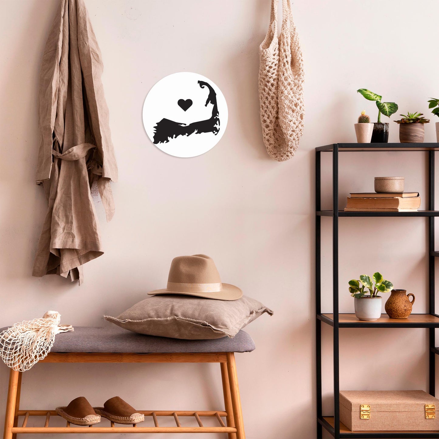 Minimalistic B&W Cape Cod With Heart | Wood Sign | Eaches | Min 1