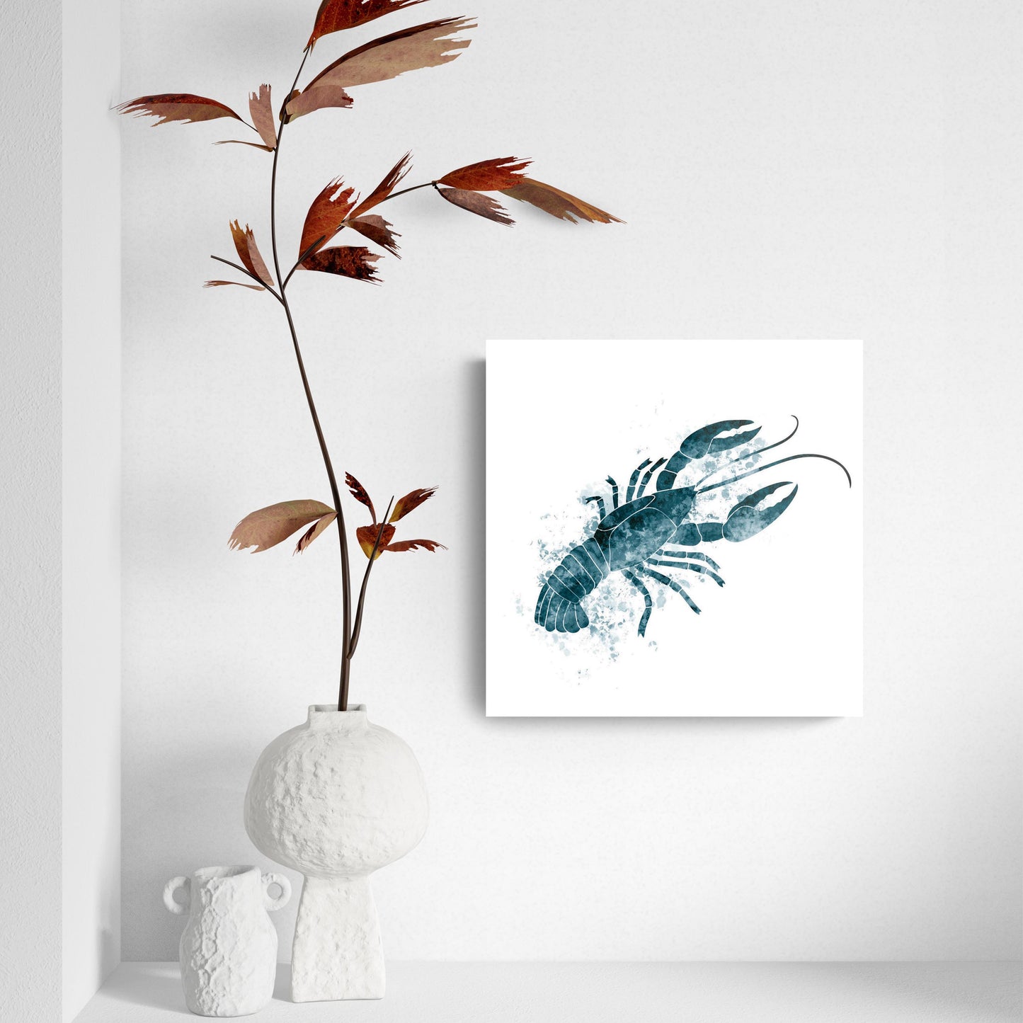 Blue White Water Color Crawfish | Hi-Def Glass Art | Eaches | Min 2