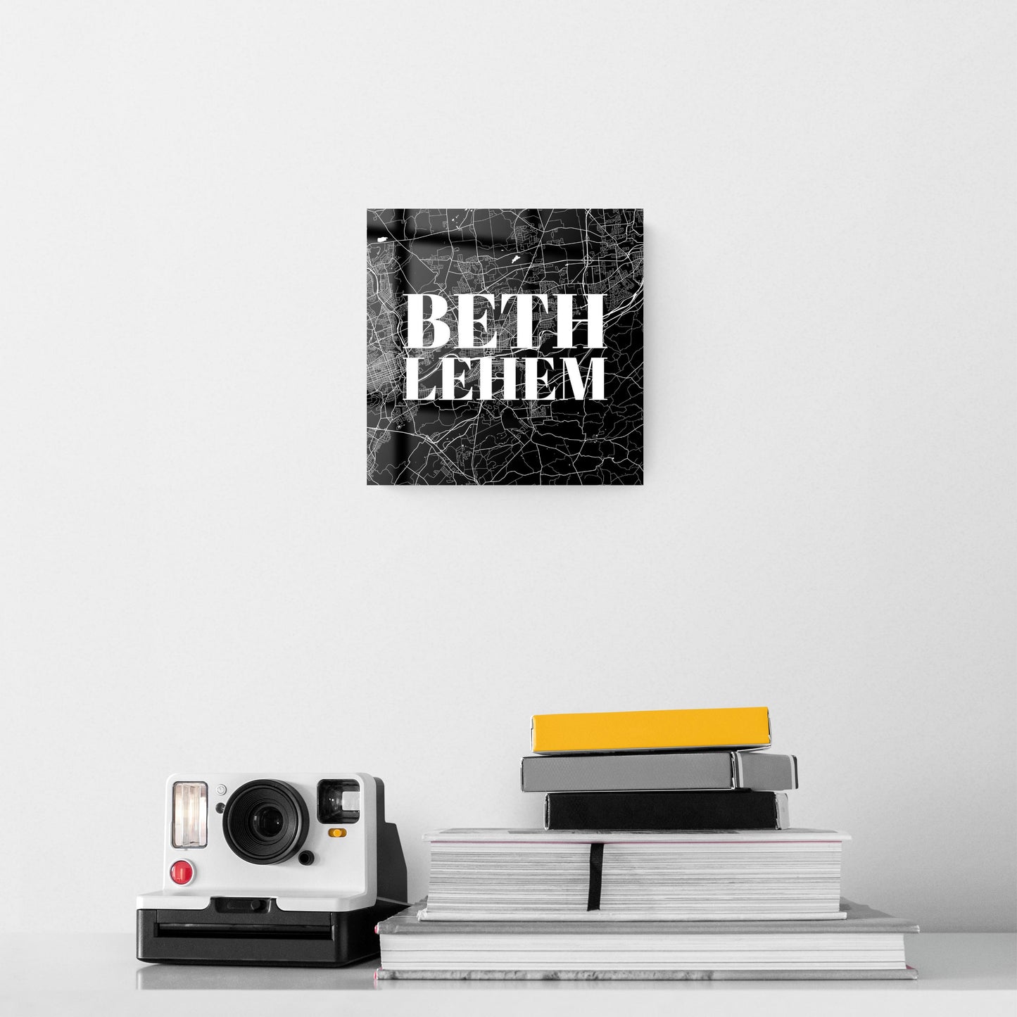 Minimalistic B&W Pennsylvania Bethlehem Map | Hi-Def Glass Art | Eaches | Min 2